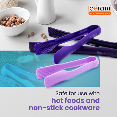 Beram Plastic Tongs, 3 Pieces Set, Purple