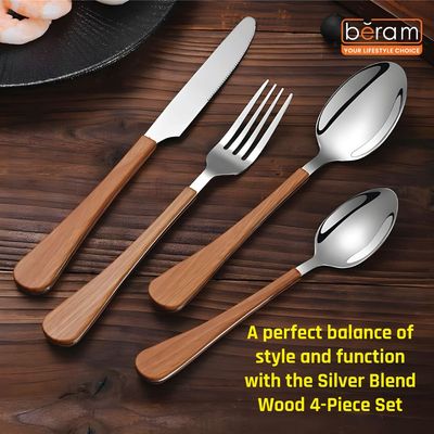 Beram Silver Blended Wood Cutlery Set