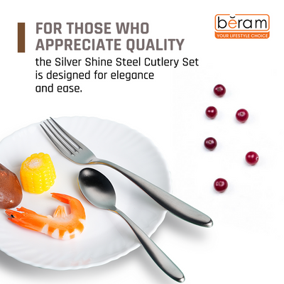 Beram Silver Shine Steel 304 Stainless Steel Cutlery Set of 16 Pieces