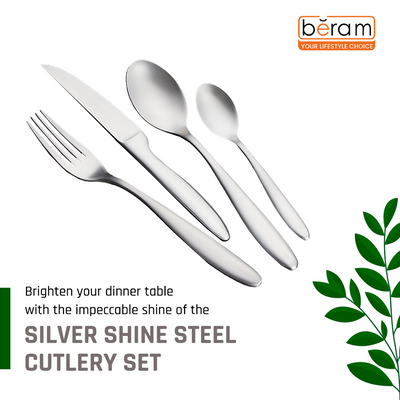 Beram Silver Shine Steel 304 Stainless Steel Cutlery Set of 4 Pieces