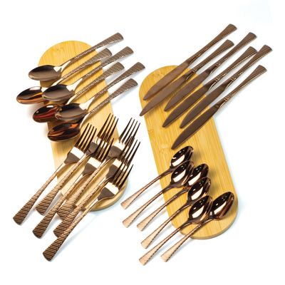 Beram Sparkling Mermaid Copper 304 Stainless Steel Cutlery Set of 24 Pieces