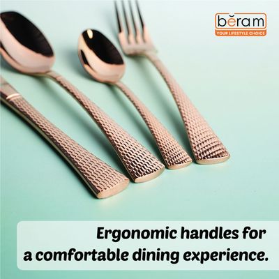 Beram Sparkling Mermaid Copper 304 Stainless Steel Cutlery Set of 24 Pieces