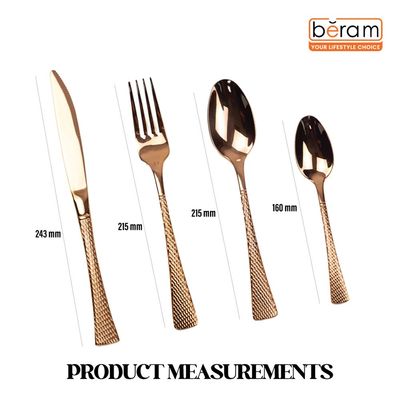 Beram Sparkling Mermaid Copper 304 Stainless Steel Cutlery Set of 4 Pieces