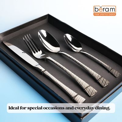 Beram Sparkling Mermaid Silver 304 Stainless Steel Cutlery Set of 16 Pieces