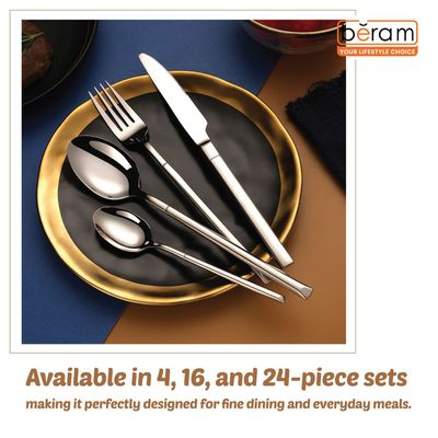 Beram Stainless Gleam 304 Stainless Steel Cutlery Set of 16 Pieces