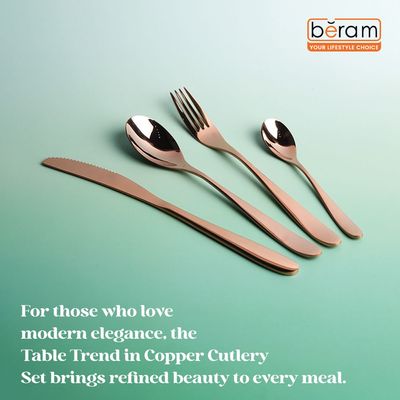 Beram Table Trend in Copper 304 Stainless Steel Cutlery Set of 16 Pieces
