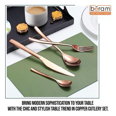Beram Table Trend in Copper 304 Stainless Steel Cutlery Set of 16 Pieces
