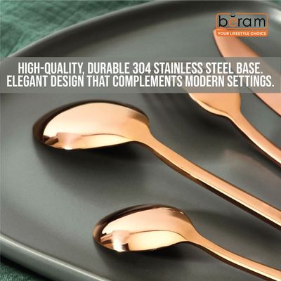 Beram Table Trend in Copper 304 Stainless Steel Cutlery Set of 24 Pieces