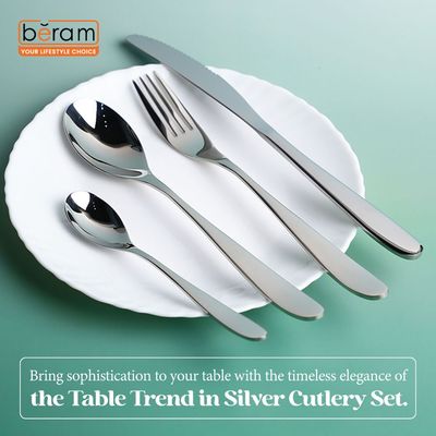 Beram Table Trend in Silver 304 Stainless Steel Cutlery Set of 16 Pieces