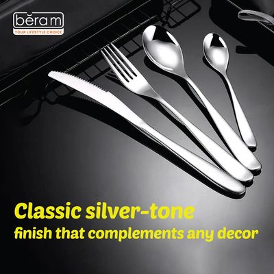 Beram Table Trend in Silver 304 Stainless Steel Cutlery Set of 16 Pieces