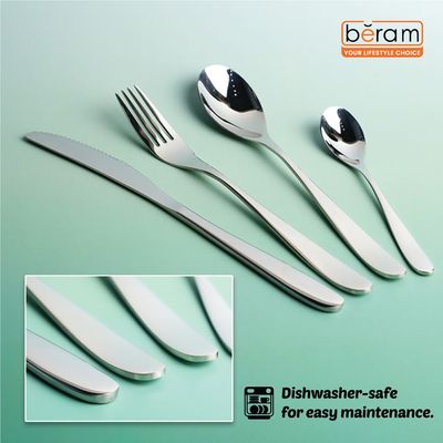Beram Table Trend in Silver 304 Stainless Steel Cutlery Set of 24 Pieces