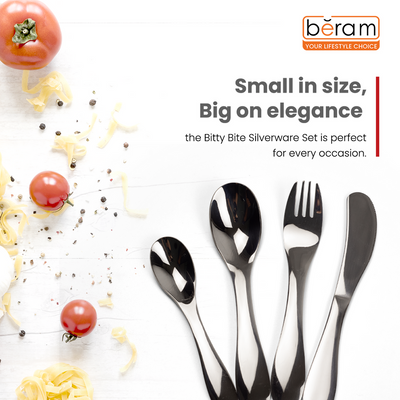 Beram Bitty Bite Silverware 304 Stainless Steel Cutlery Set of 4 Pieces 