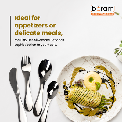 Beram Bitty Bite Silverware 304 Stainless Steel Cutlery Set of 4 Pieces 