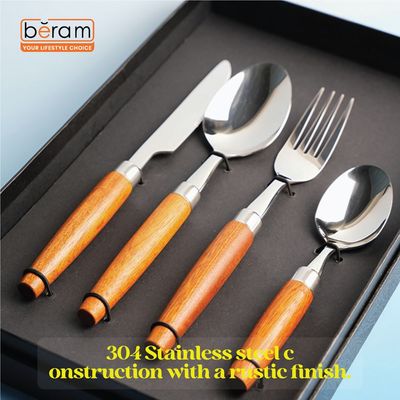 Beram Woodland Steel 304 Stainless Steel Cutlery Set of 24 Pieces