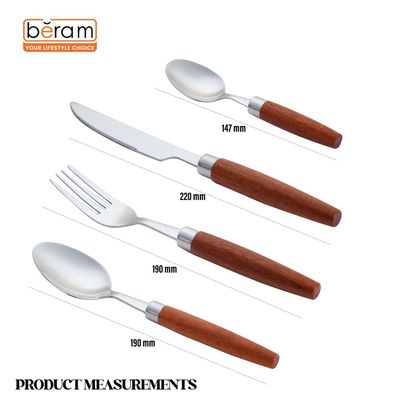 Beram Woodland Steel 304 Stainless Steel Cutlery Set of 4 Pieces