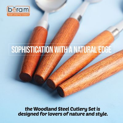 Beram Woodland Steel 304 Stainless Steel Cutlery Set of 4 Pieces