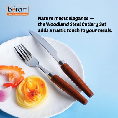 Beram Woodland Steel 304 Stainless Steel Cutlery Set of 4 Pieces
