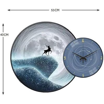 Wall Clock with Painting Moon Round Medium