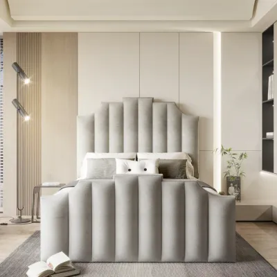 Art W 150 x L 200 Queen Upholstered Deco Bed -Silver With 1-Year Warranty