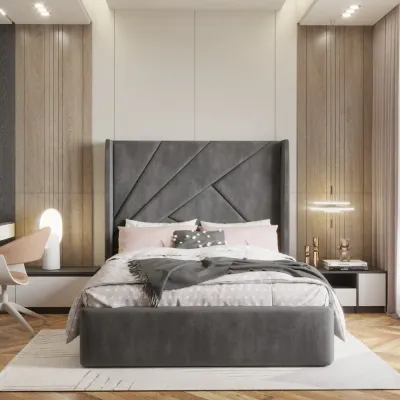 Aspire W 150 x L 200 Queen Upholstered Bed -Grey With 1-Year Warranty