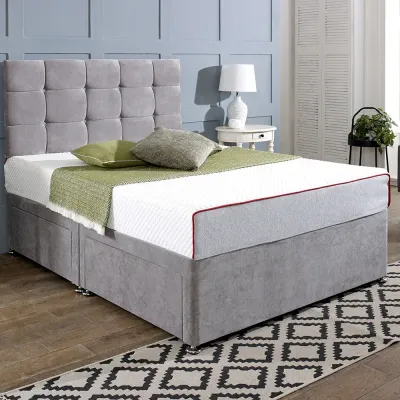 Kids W 90 x L 190 Single Upholstered Block Divan Bed -Silver With 1-Year Warranty