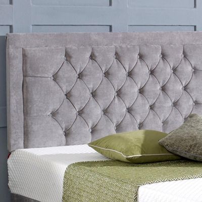 Kinder W 200 x L 200 Super King Upholstered Belle Divan Bed -Silver With 1-Year Warranty