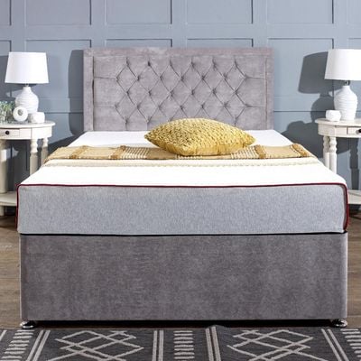 Kinder W 200 x L 200 Super King Upholstered Belle Divan Bed -Silver With 1-Year Warranty