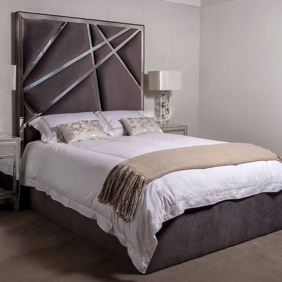 Oliver W 90 x L 190 Single Upholstered & Sons The Shard Metal Bed Chrome-Grey With 1-Year Warranty