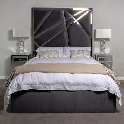 Oliver W 90 x L 190 Single Upholstered & Sons The Shard Metal Bed Chrome-Grey With 1-Year Warranty