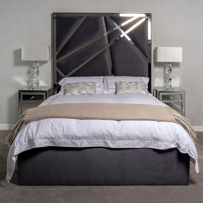 Oliver W 90 x L 190 Single Upholstered & Sons The Shard Metal Bed Chrome-Grey With 1-Year Warranty