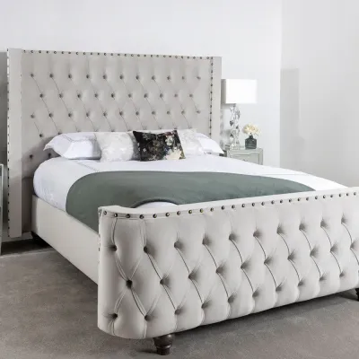 Olympia W 140 x L 200 Queen Upholstered Bed -White With 1-Year Warranty