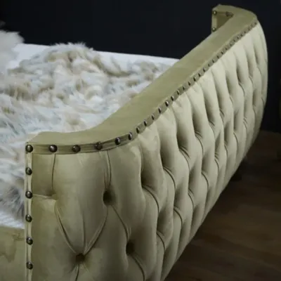 Olympia W 200 x L 200 Super King Upholstered Olive Green Fabric Bed -Green With 1-Year Warranty
