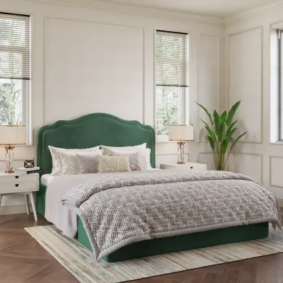 Palatial W 150 x L 200 Queen Upholstered Bed -Green With 1-Year Warranty