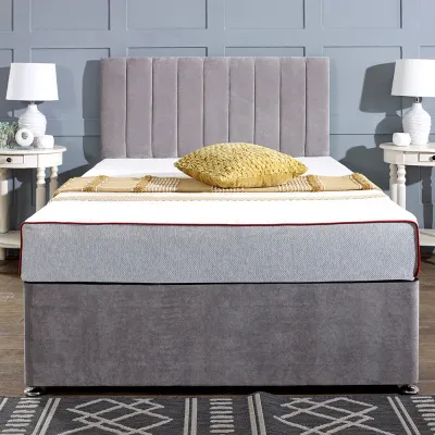 Philly W 90 x L 190 Single Upholstered Divan Bed -Silver With 1-Year Warranty