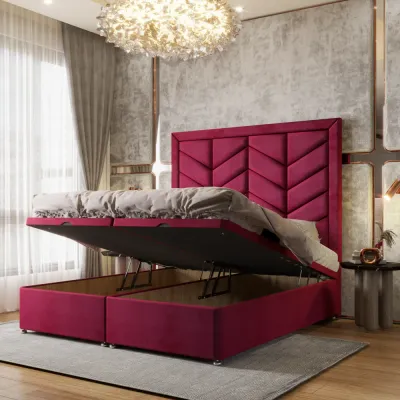 Premium W 90 x L 190 Single Upholstered Athens Ottoman Divan Bed -Red With 1-Year Warranty