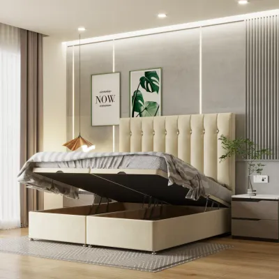 Premium W 90 x L 190 Single Upholstered Barcelona Ottoman Divan Bed -White With 1-Year Warranty