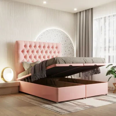 Premium W 90 x L 200 Single Upholstered Chesterfield Ottoman Divan Bed -Pink With 1-Year Warranty