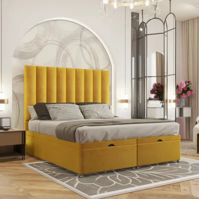 Premium W 90 x L 200 Single Upholstered Luxor Ottoman Divan Bed -Yellow With 1-Year Warranty