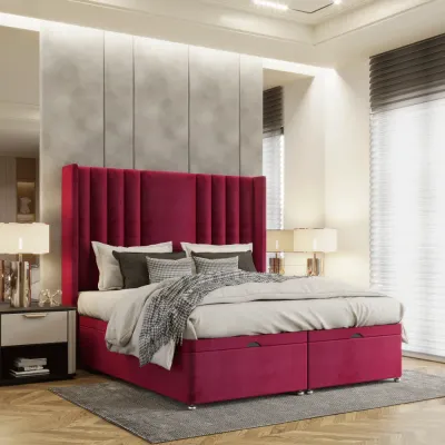 Premium W 90 x L 190 Single Upholstered Monaco Ottoman Divan Bed -Red With 1-Year Warranty