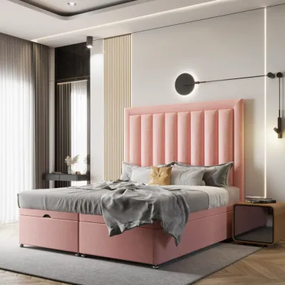 Premium W 90 x L 190 Single Upholstered Rio Ottoman Divan Bed -Pink With 1-Year Warranty