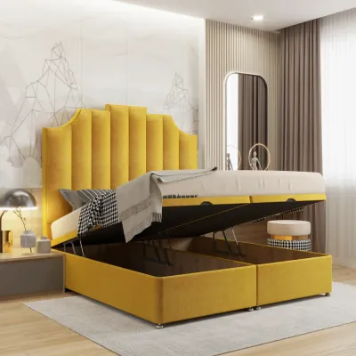 Premium W 90 x L 190 Single Upholstered Sydney Ottoman Divan Bed -Yellow With 1-Year Warranty