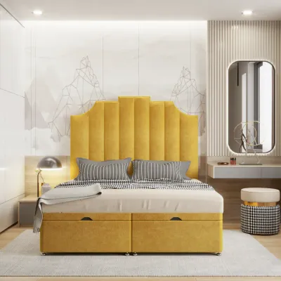 Premium W 90 x L 190 Single Upholstered Sydney Ottoman Divan Bed -Yellow With 1-Year Warranty