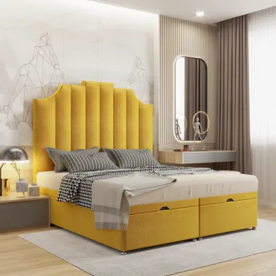 Premium W 90 x L 200 Single Upholstered Sydney Ottoman Divan Bed -Yellow With 1-Year Warranty