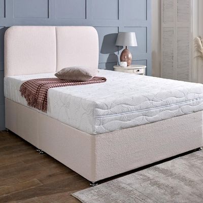 Teddy W 90 x L 190 Single Upholstered Bed No Draw -White With 1-Year Warranty