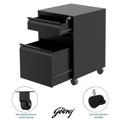 Godrej Mobile 3 Drawer File Cabinet with Advanced Touch Screen Digital Lock for Office Security Black