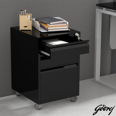 Godrej Mobile 3 Drawer File Cabinet with Advanced Touch Screen Digital Lock for Office Security Black
