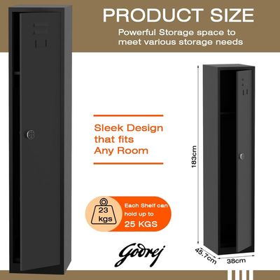 Godrej Digital Single Door Locker with Advanced Touch Screen Lock, Heavy-Gauge Steel, and Sleek Black Finish