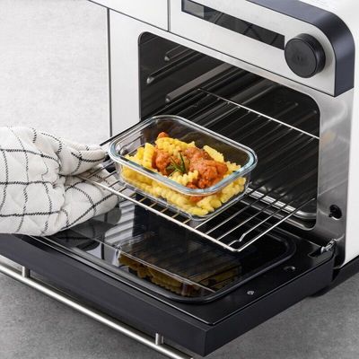 LocknLock Clear Glass Square 750ml Mint - Durable, Airtight, Heat-Resistant Food Storage Container