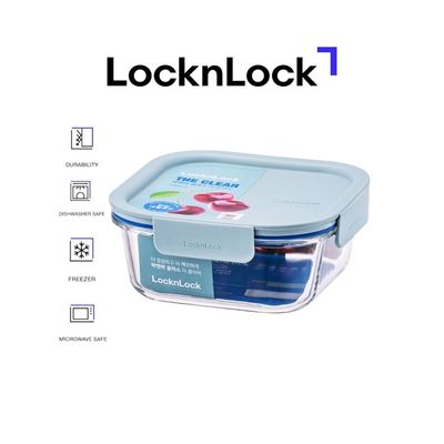 LocknLock Clear Glass Square 750ml Mint - Durable, Airtight, Heat-Resistant Food Storage Container