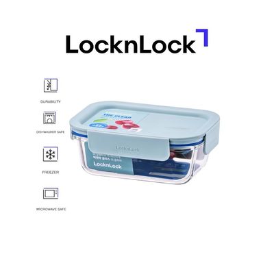 LocknLock Clear Glass Rectangular 160ml Mint - Durable, Airtight, Heat-Resistant Food Storage Container